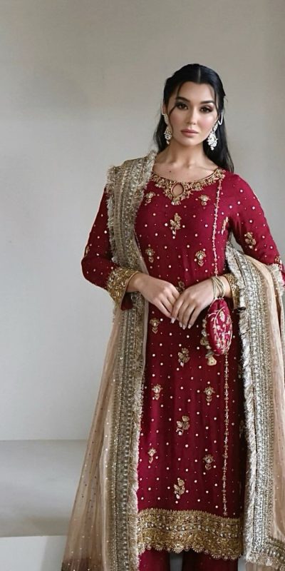 LG 1923 Red Color Faux Georgette With Sequence Handmade Moti Work Salwar Suit Casual, Wedding, Party, Festive, Events Etc.4-6 Working Days@ 2149/-only | Casual Suits, Jump Suits, Creative suits, Designer Suits, Palazzo Suits, Party Wear Suits, Patiala Suits, Salwar suit, Straight Suits