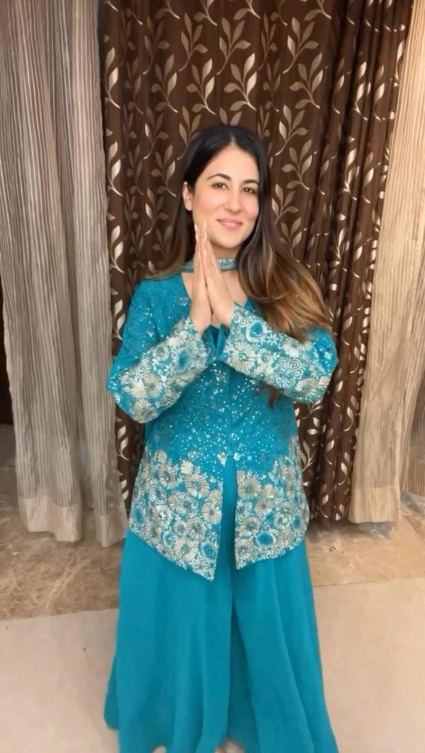 Amazing Blue Color georgette Sequence Embroidery Work Salwar Suit