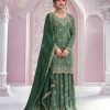 Amazing Green Color Chinon Multi Coding Work Salwar Suit