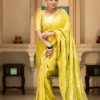 Bright Lemon Yellow Color Soft Litchi Silk All Over Weaving Saree