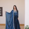 Blue Silk Sequence Work Gown