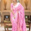 Fancy Pink Color Soft Litchi Silk Kubera Pattu Saree