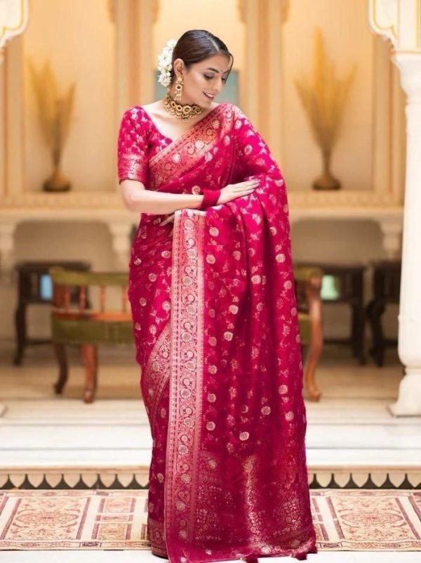 Fancy Rani Pink Color Soft Litchi Silk Kubera Pattu Saree
