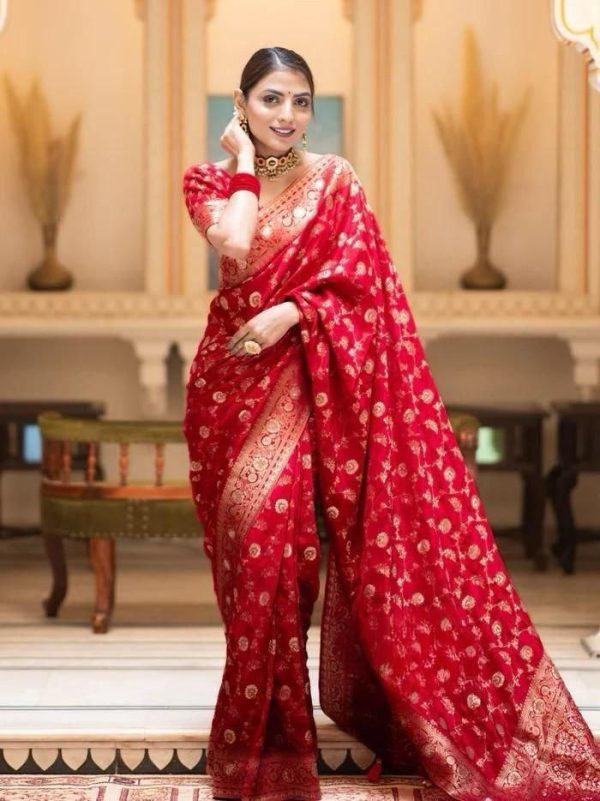 Fancy Red Color Soft Litchi Silk Kubera Pattu Saree