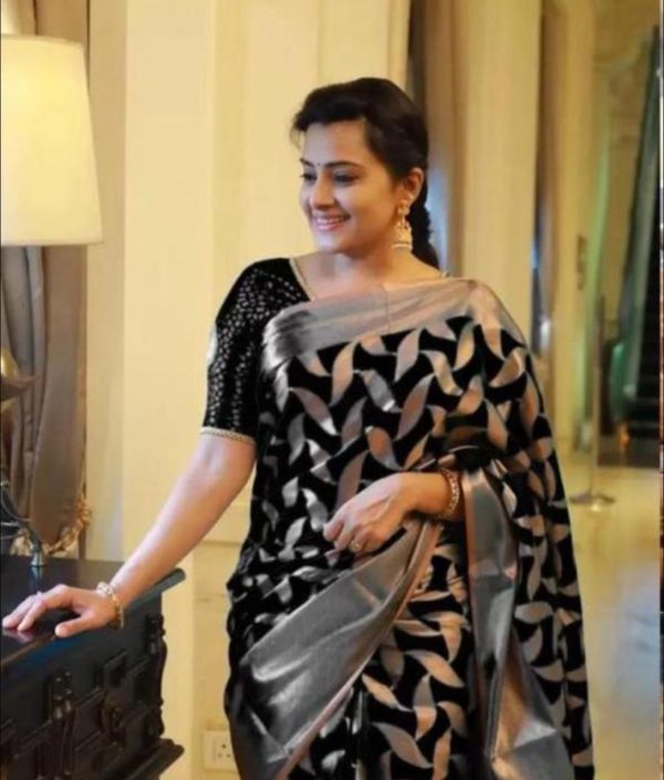 Fantastic Black Color Soft Litchi Silk All Over Weaving Saree