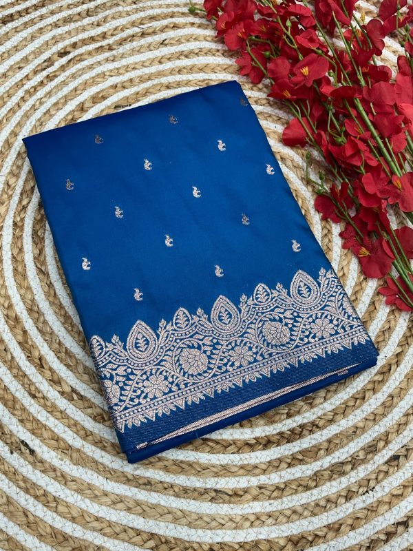 Fantastic Blue Color Banarasi Silk Zari Weaving Rich Pallu Saree
