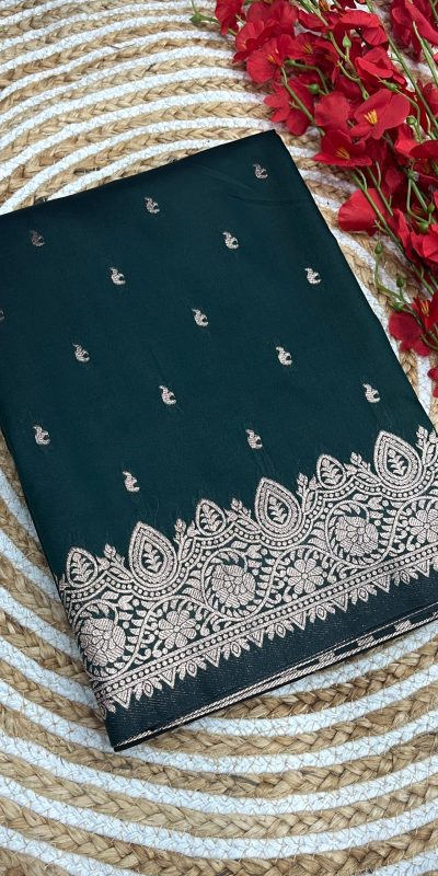 Fantastic Green Color Banarasi Silk Zari Weaving Rich Pallu Saree