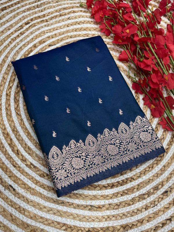 Fantastic Navy Blue Color Banarasi Silk Zari Weaving Rich Pallu Saree