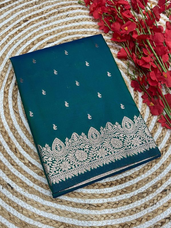 Fantastic Peacock Blue Color Banarasi Silk Zari Weaving Rich Pallu Saree