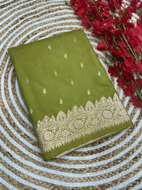 Fantastic Pista Color Banarasi Silk Zari Weaving Rich Pallu Saree