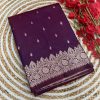 Wine Banarasi Silk Zari Weaving Pallu Saree