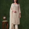 Glowing Half White Color Rangoli Coding Sequence Work Salwar Suit