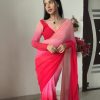 Glowing Pink And Red Color Soft Georgette Silk Ready To Wear Saree