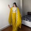 Gorgeous Yellow Color Georgette Sequence Diamond Work Dhoti Suit