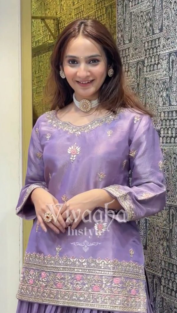 Grand Purple Color Jimmy Choo Silk Sequence Work Lehenga Choli