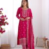 Lovely Pink Color Chinon Silk Embroidery Jari Work Salwar Suit