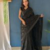 Magical Black Color Georgette Sequence Work Saree