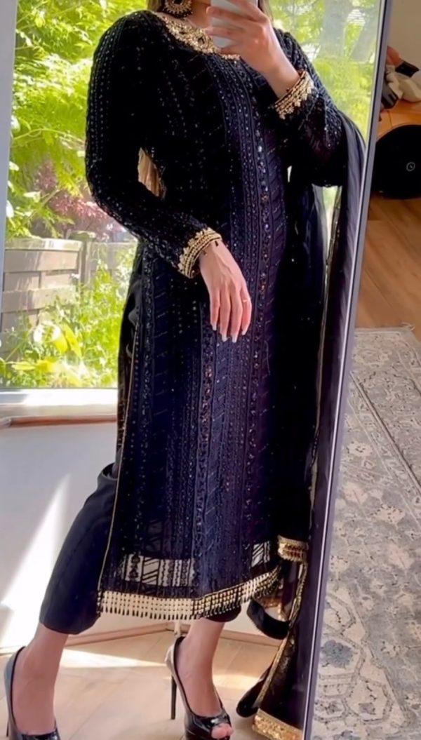Musical Black Color Georgette Thread Sequence Work Salwar Suit