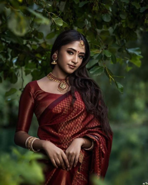 Nice Maroon Color Soft Litchi Silk jacquard Work On All Over Saree