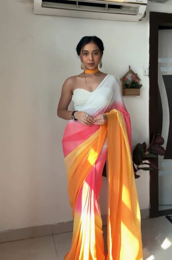Perfect Multi Color Soft Georgette Silk Ready To Wear Saree