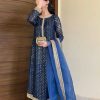 Pretty Navy Blue Color Foix Georgette Thread With Sequence Salwar Suit