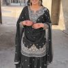 Shine Black Color Chinon Silk Thread Sequence Work Salwar Suit