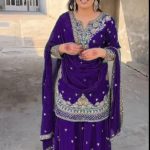 Shine Violet Color Chinon Silk Thread Sequence Work Salwar Suit