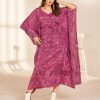 Stylist Pink Color Heavy French Crape Print Kaftan Suit