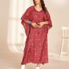 Stylist Red Color Heavy French Crape Print Kaftan Suit