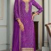 Superb Purple Color Viscose Silk Sequence Work Digital Print Salwar Suit
