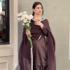 Wonderful Wine Color Japan Satin With Full Sleeve Salwar Suit