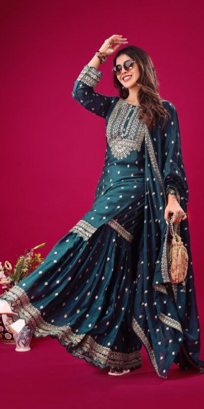 ZF 5006 Peacock Blue Color Chinon Silk Sequence Work Salwar Suit Casual, Wedding, Festive, Events . Expected Delivery  4-6 Working Days @2149/- only      | Casual Suits, Jump Suits, Creative suits, Designer Suits, Palazzo Suits, Party Wear Suits, Patiala Suits, Salwar suit, Straight Suits