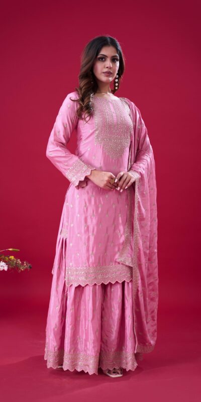 ZF 5006 Pink Color Chinon Silk Sequence Work Salwar Suit Casual, Wedding, Festive, Events . Expected Delivery  4-6 Working Days @2149/- only      | Casual Suits, Jump Suits, Creative suits, Designer Suits, Palazzo Suits, Party Wear Suits, Patiala Suits, Salwar suit, Straight Suits