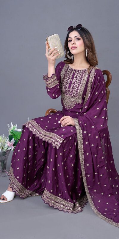 ZF 5006 Wine Color Chinon Silk Sequence Work Salwar Suit Casual, Wedding, Festive, Events . Expected Delivery  4-6 Working Days @2149/- only      | Casual Suits, Jump Suits, Creative suits, Designer Suits, Palazzo Suits, Party Wear Suits, Patiala Suits, Salwar suit, Straight Suits