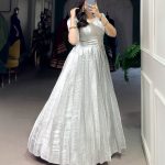 Classic White Color Kanjivaram Zari Weaving Work Gown