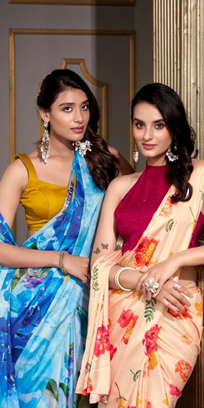 YNF 7026 Cream Color Satin Silk Printed Saree Casual, Wedding, Festive, Events . Expected Delivery  4-6 Working Days @1599/- only                                                                                                                                           | Embroidered Sarees, Bollywood Sarees, Creative Sarees, Designer Sarees, Ethnic Saree, Modern Digital sarees, Party Wear Sarees, Sarees