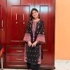 Black Roman Embroidery Salwar Suit