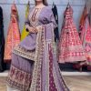 Lavender Chinon Mirror Work Salwar Suit