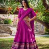 Pink Chanderi Plain Lehenga Choli