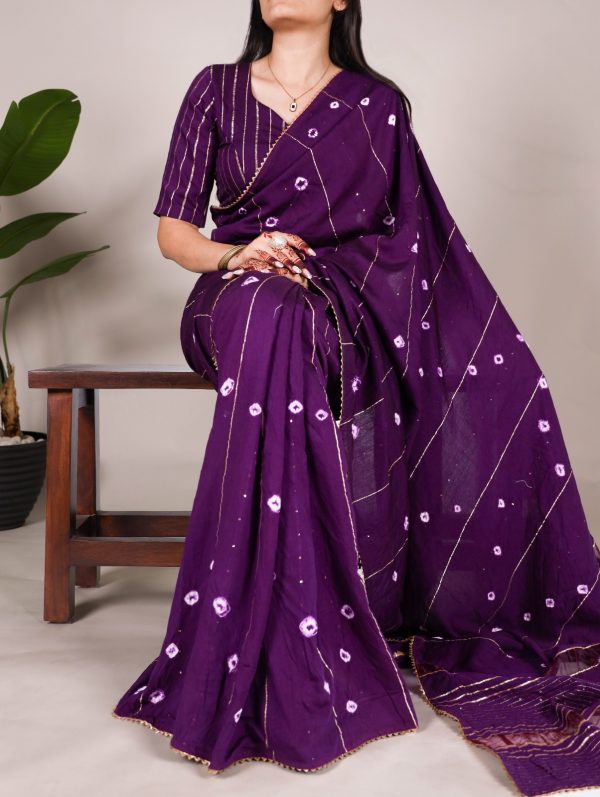 Purple Chanderi Sequins Saree