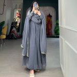 Grey Georgette Embroidery Gown