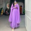 Purple Georgette Embroidery Gown