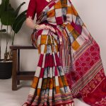 Maroon Chanderi Printed Saree