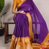 Purple Tussar Chex Patola Saree