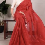 Red Gadhawal Arca Work Saree