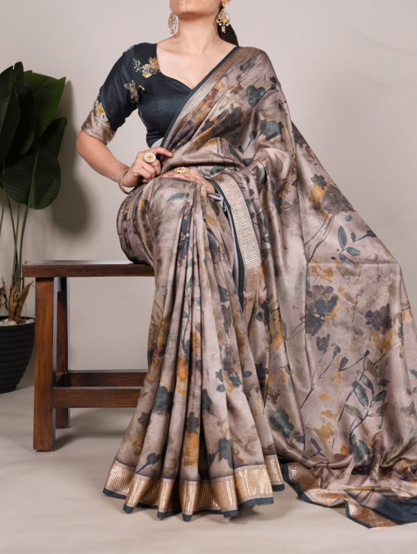 Green Tussar Printed Saree