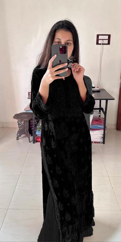 black Georgette Embroidery Salwar Suit