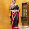 Black Poly Cotton Printed Zari Saree