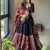 Black Rayon Print Lehenga Choli