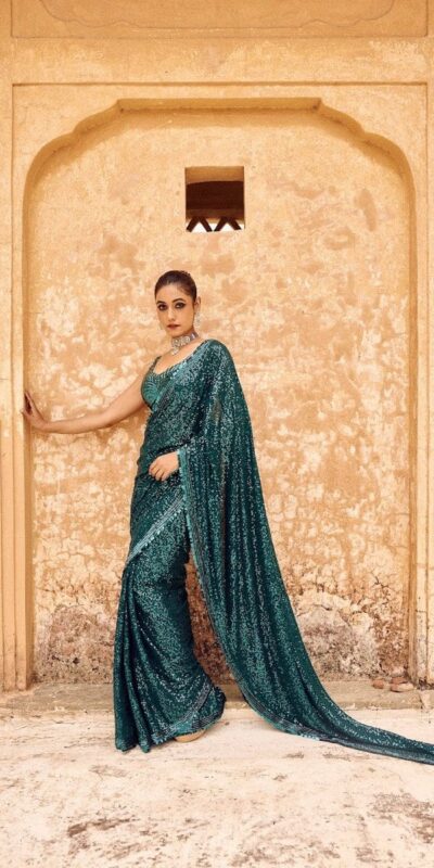 DF 3433 Blue Color Georgette 5mm Khichdi Sequence Embroidery Work Saree Casual, Wedding, Festive, Events . Expected Delivery  4-6 Working Days @1799/- only                                                                                | Embroidered Sarees, Bollywood Sarees, Creative Sarees, Designer Sarees, Ethnic Saree, Modern Digital sarees, Party Wear Sarees, Sarees